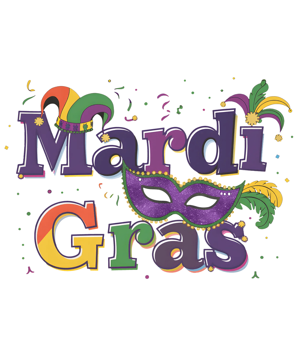 Mardi Gras Mask - DTF Ready to Press - Heat Press Transfer