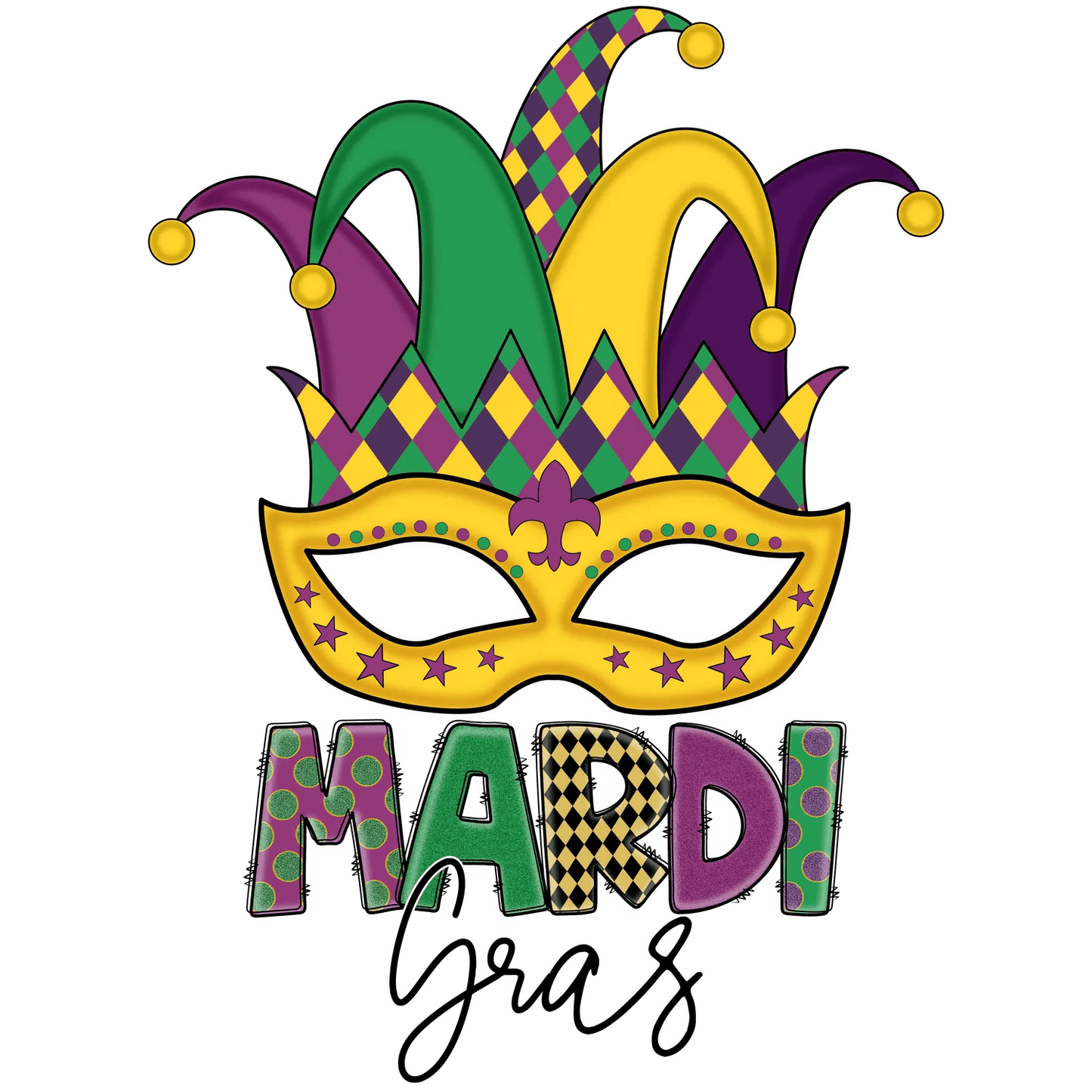 Mardi Gras Mask - DTF Ready to Press - Heat Press Transfer