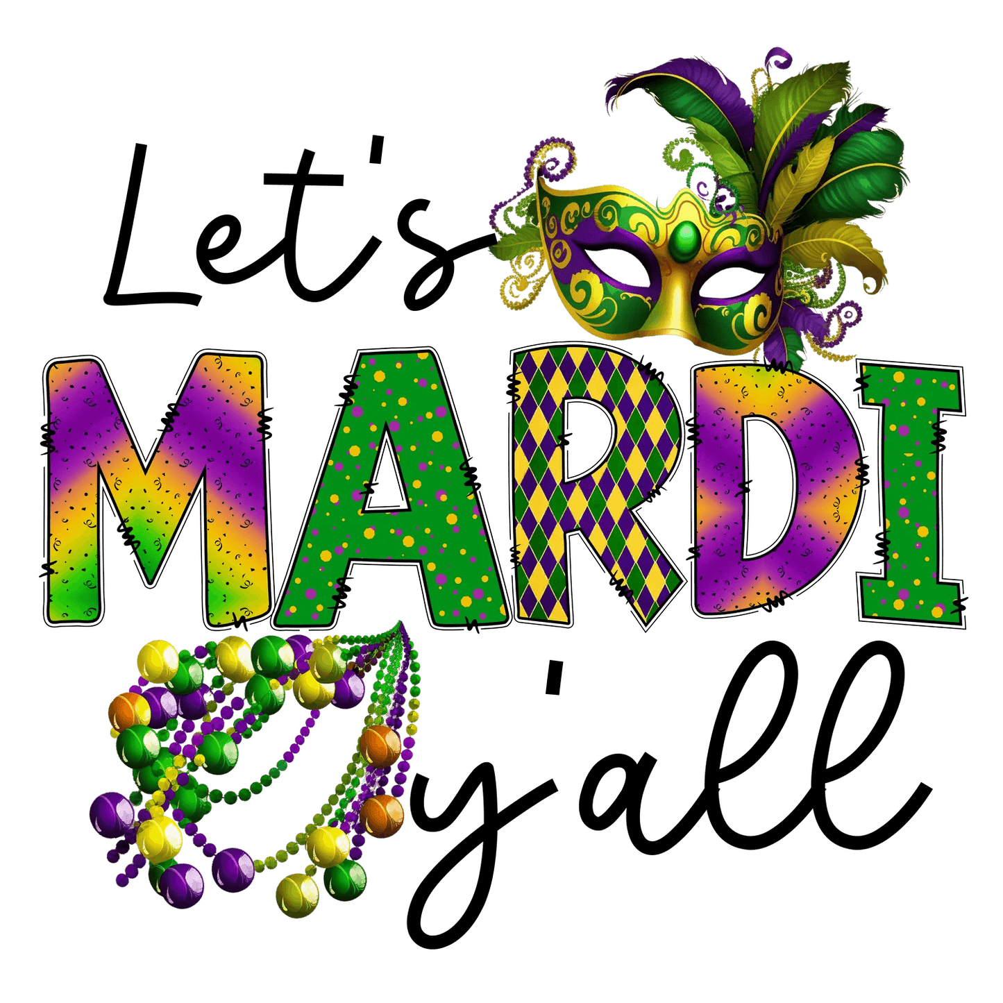 Mardi Gras Mask - DTF Ready to Press - Heat Press Transfer