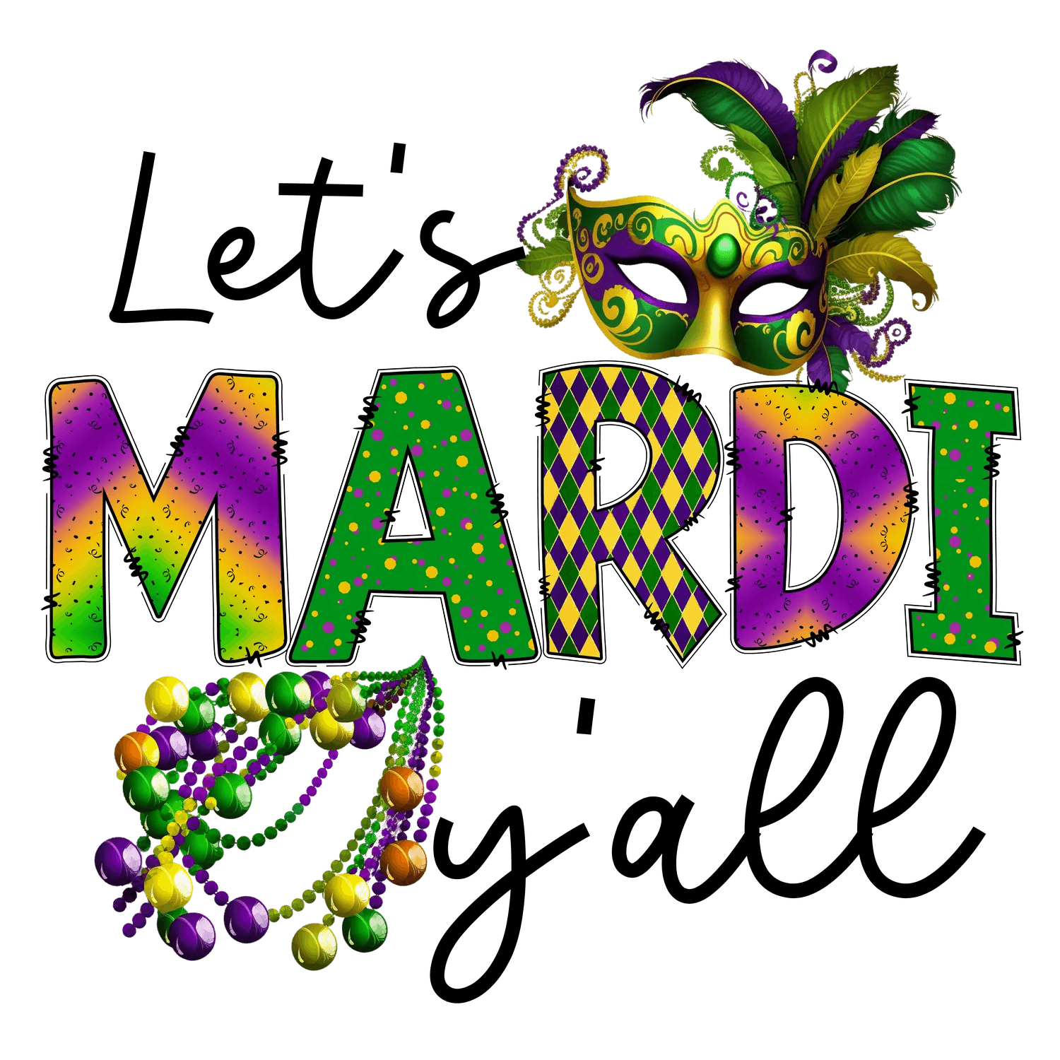 Mardi Gras Mask - DTF Ready to Press - Heat Press Transfer