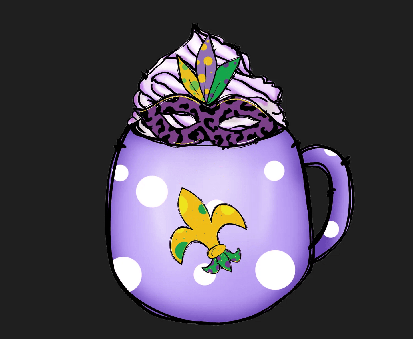 Mardi Gras Mug - DTF Ready to Press - Heat Press Transfer