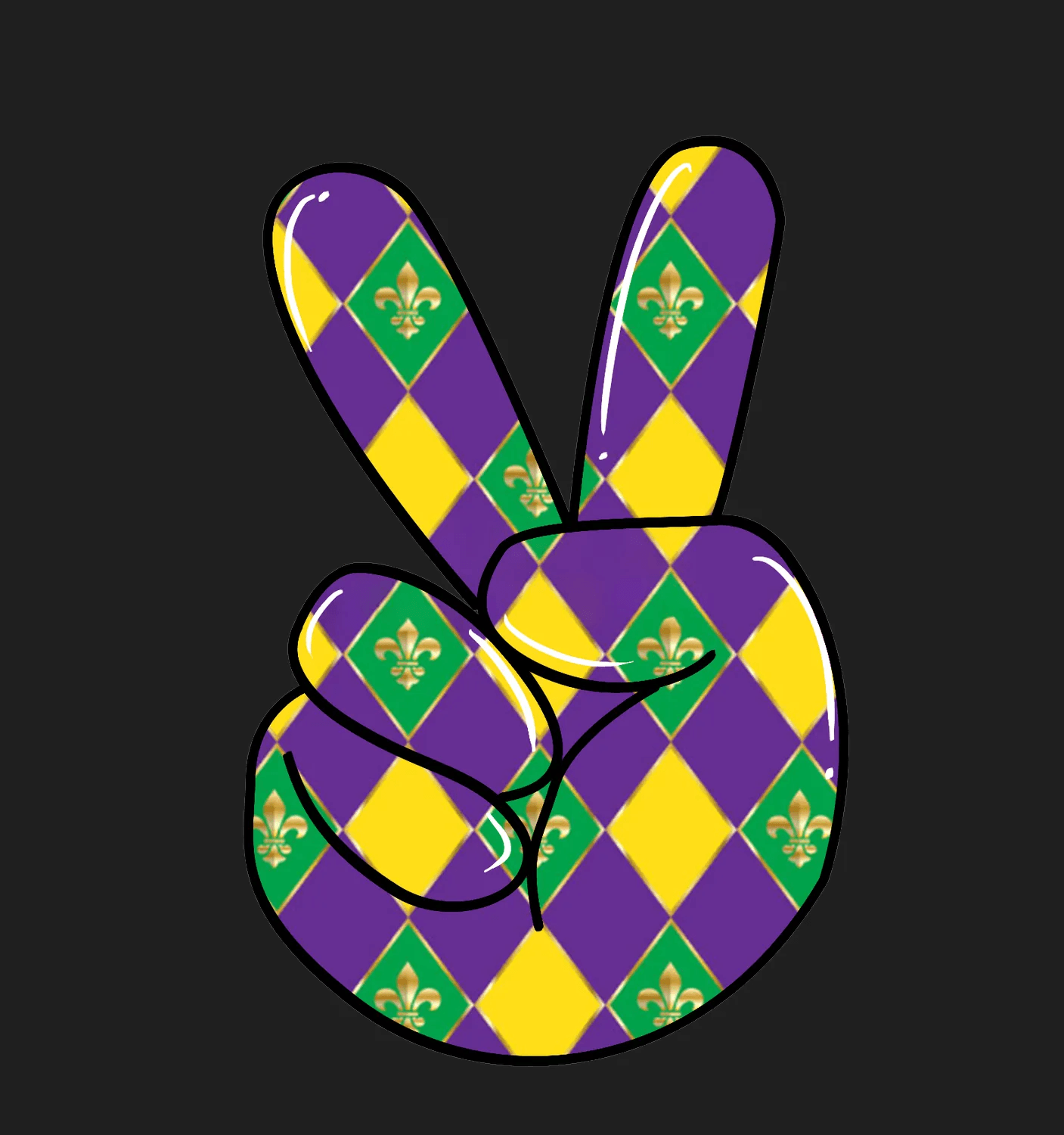 Mardi Gras Peace - DTF Ready to Press - Heat Press Transfer