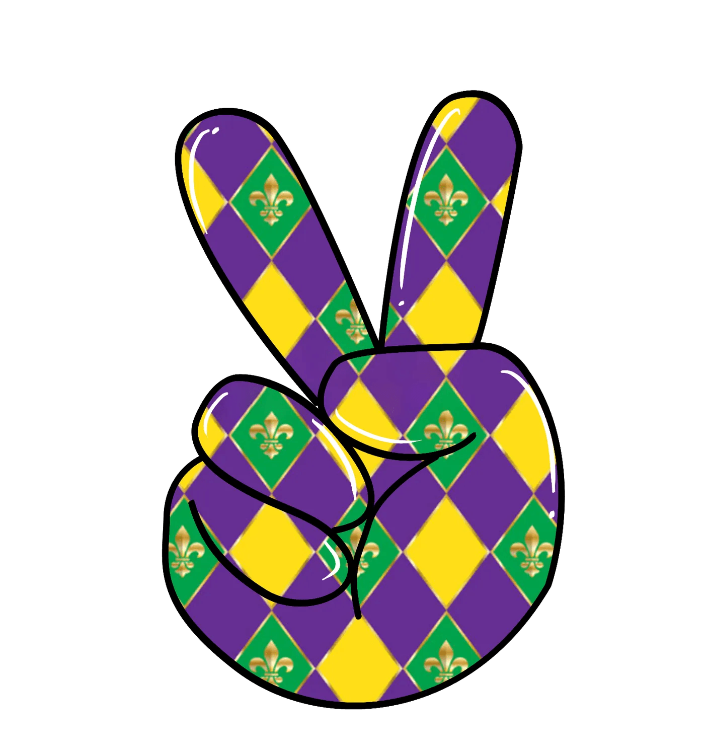 Mardi Gras Peace - DTF Ready to Press - Heat Press Transfer