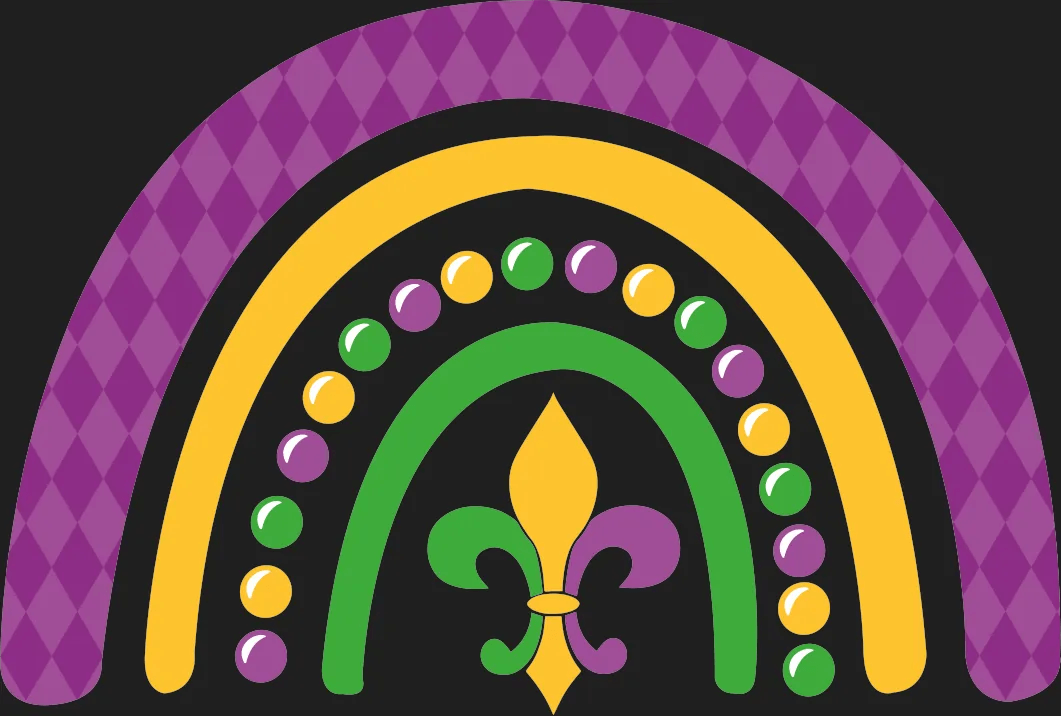 Mardi Gras Rainbow - DTF Ready to Press - Heat Press Transfer
