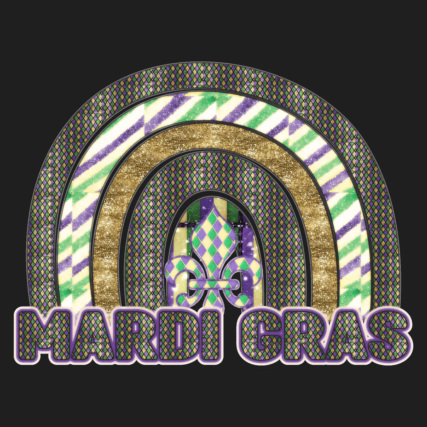 Mardi Gras Rainbow - DTF Ready to Press - Heat Press Transfer