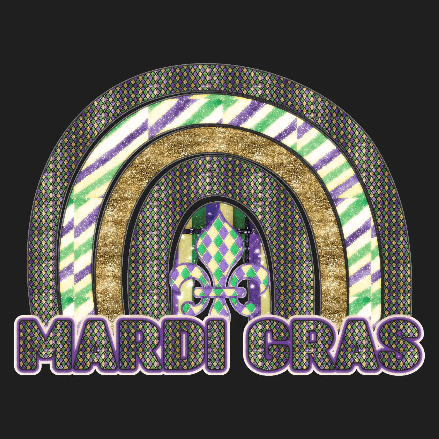 Mardi Gras Rainbow - DTF Ready to Press - Heat Press Transfer