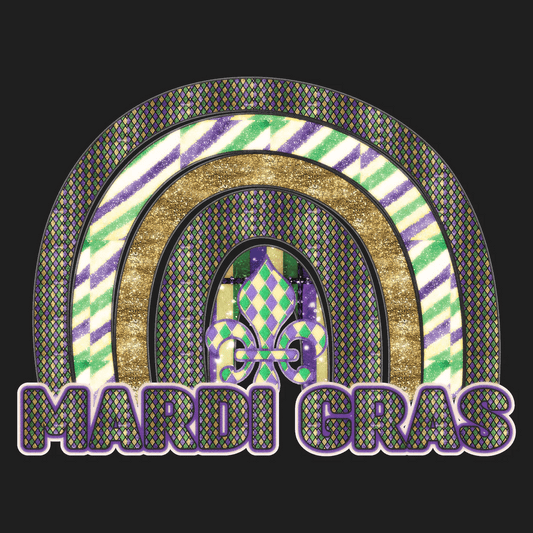 Mardi Gras Rainbow - DTF Ready to Press - Heat Press Transfer