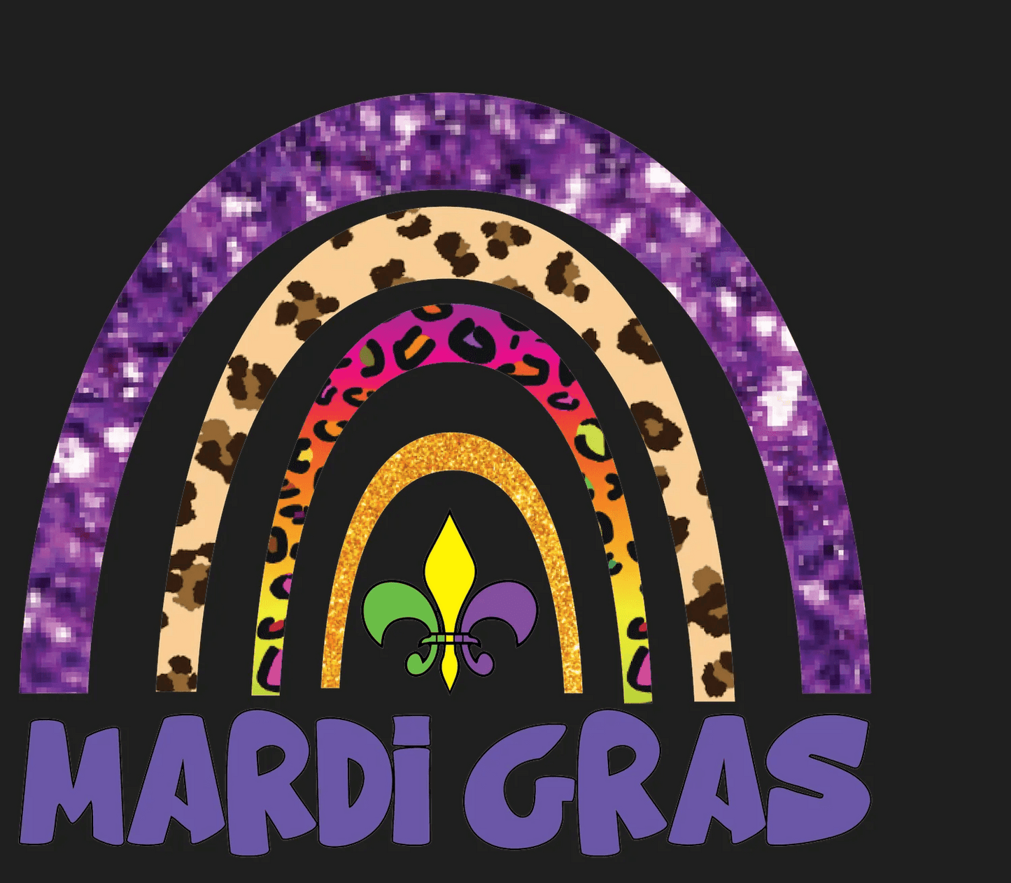 Mardi Gras Rainbow - DTF Ready to Press - Heat Press Transfer