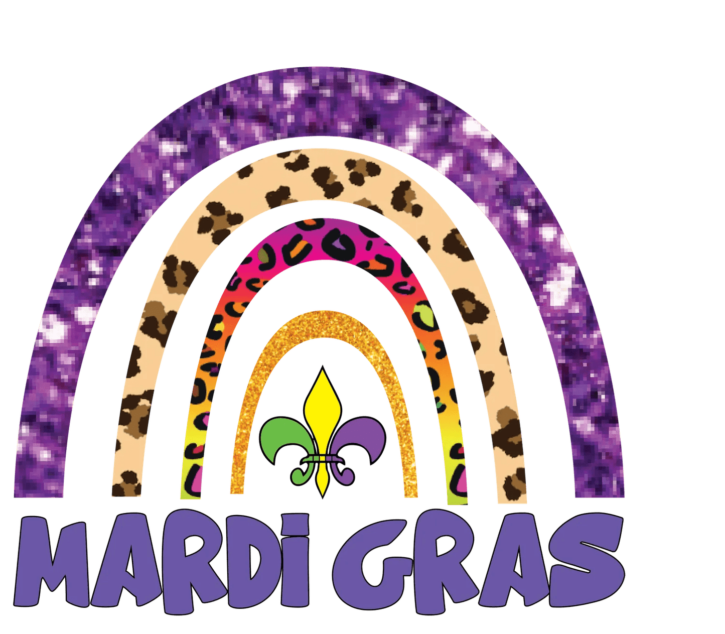 Mardi Gras Rainbow - DTF Ready to Press - Heat Press Transfer