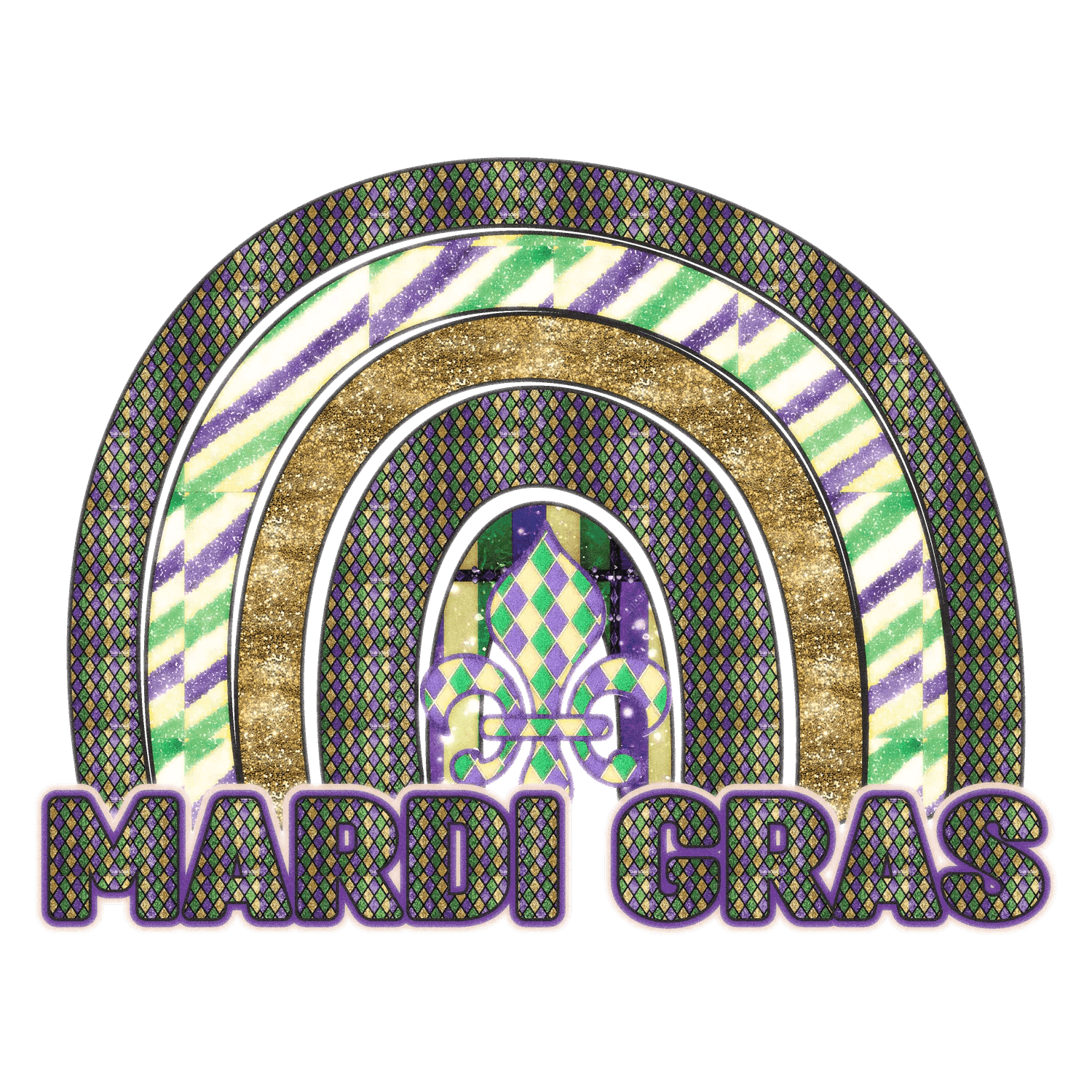 Mardi Gras Rainbow - DTF Ready to Press - Heat Press Transfer