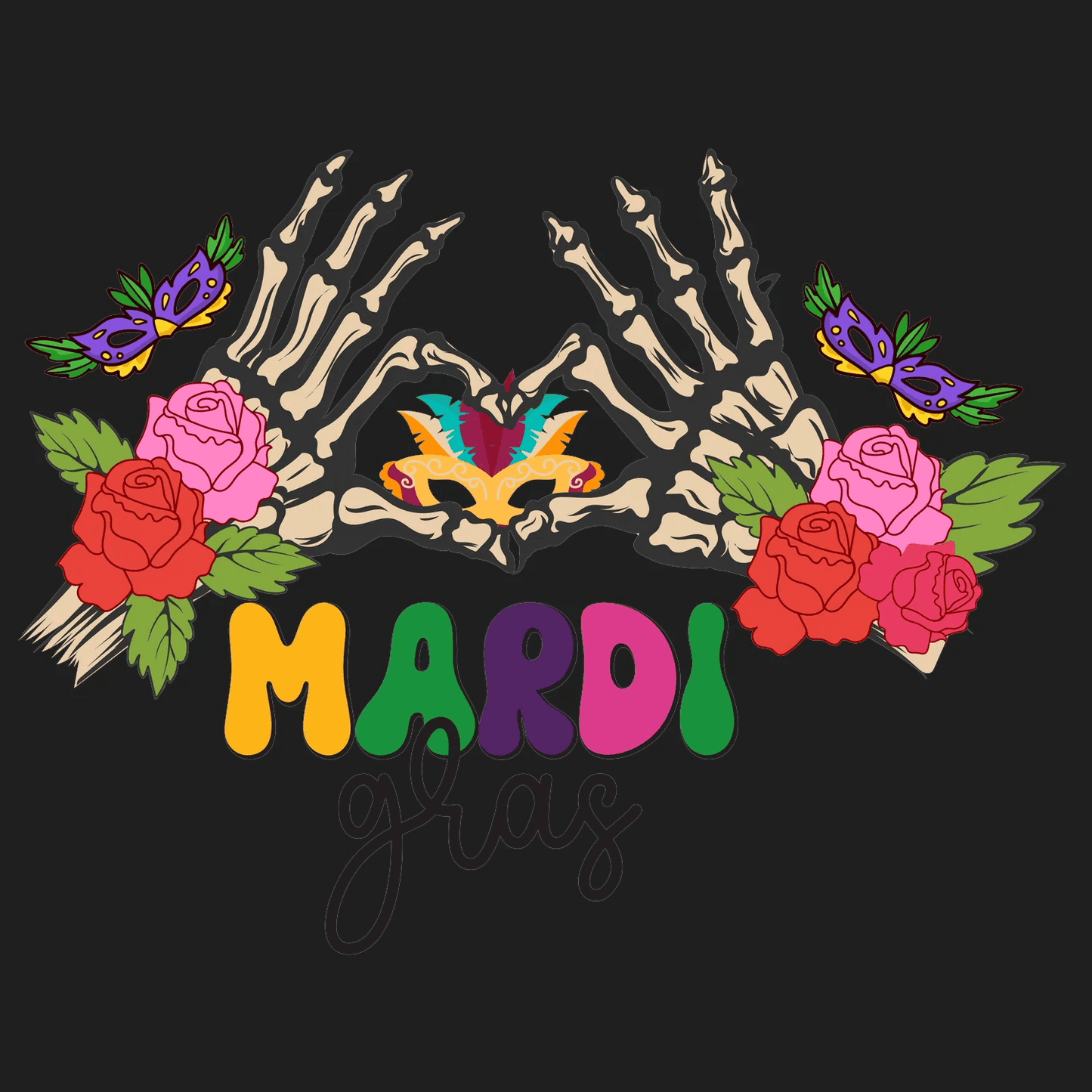 Mardi Gras Skeleton - DTF Ready to Press - Heat Press Transfer
