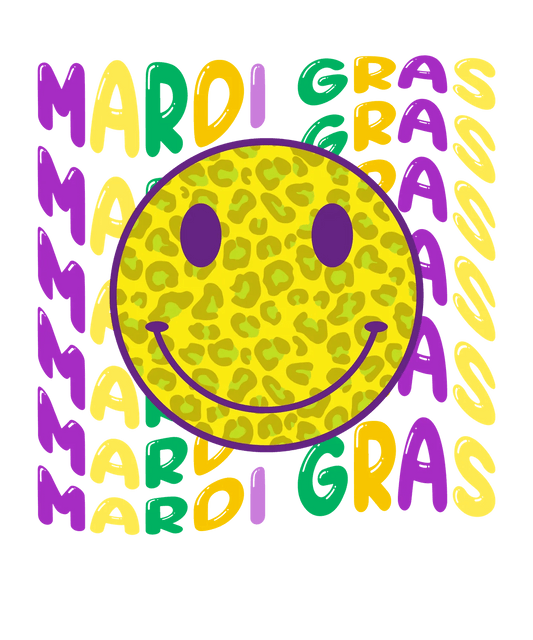 Mardi Gras Smile - DTF Ready to Press - Heat Press Transfer