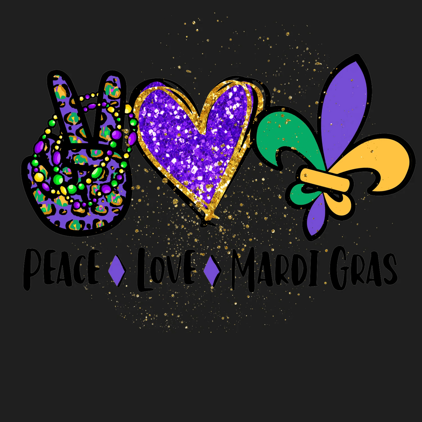 Mardi Gras Sparkle - DTF Ready to Press - Heat Press Transfer