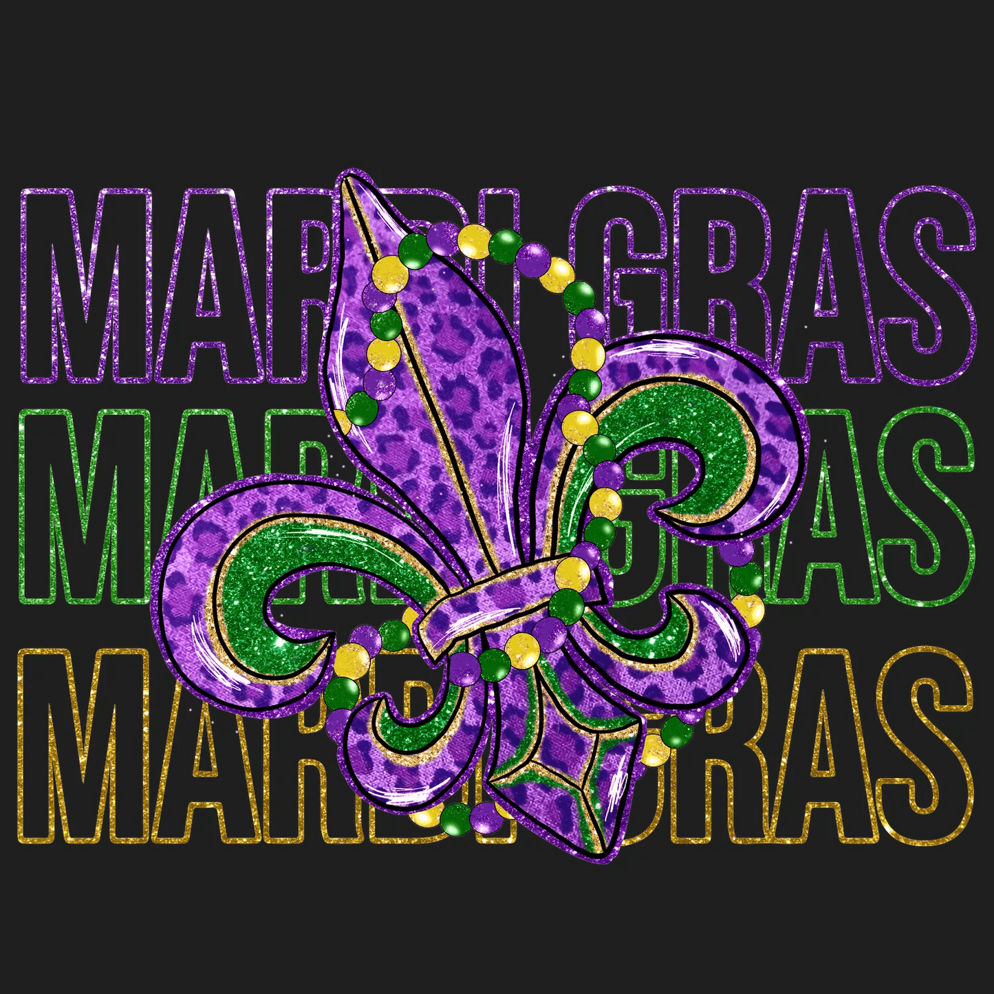 Mardi Gras Sparkle - DTF Ready to Press - Heat Press Transfer