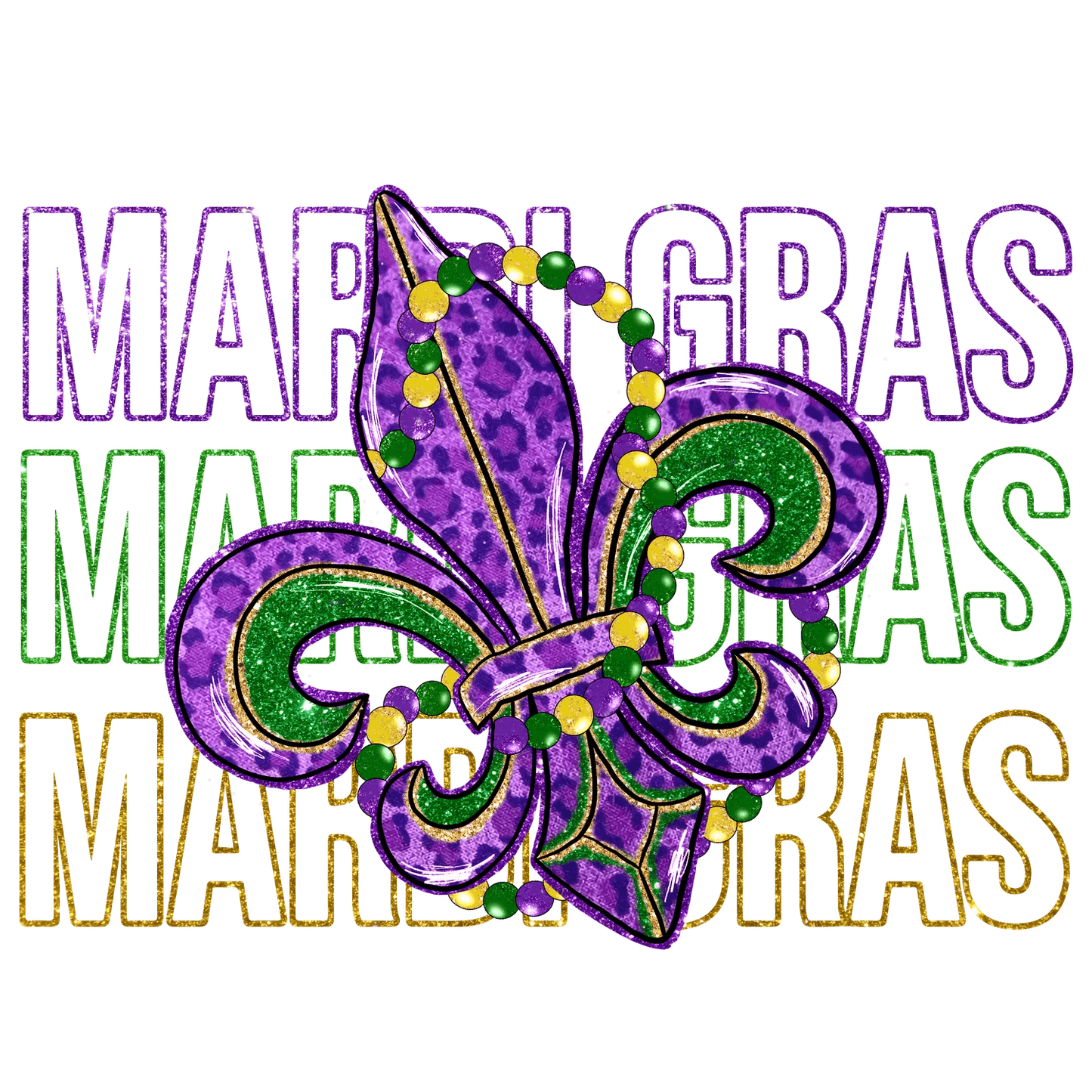 Mardi Gras Sparkle - DTF Ready to Press - Heat Press Transfer