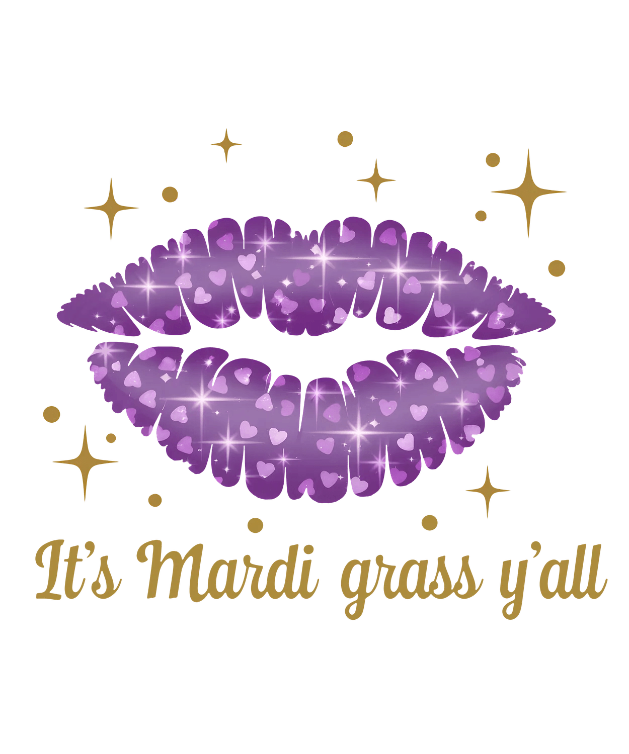 Mardi Gras Sparkle Lips - DTF Ready to Press - Heat Press Transfer