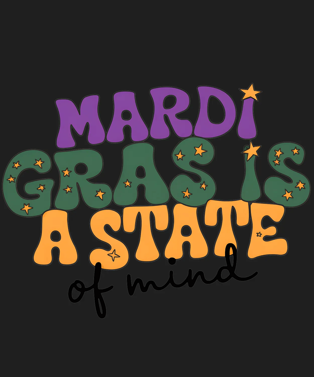 Mardi Gras State - DTF Ready to Press - Heat Press Transfer