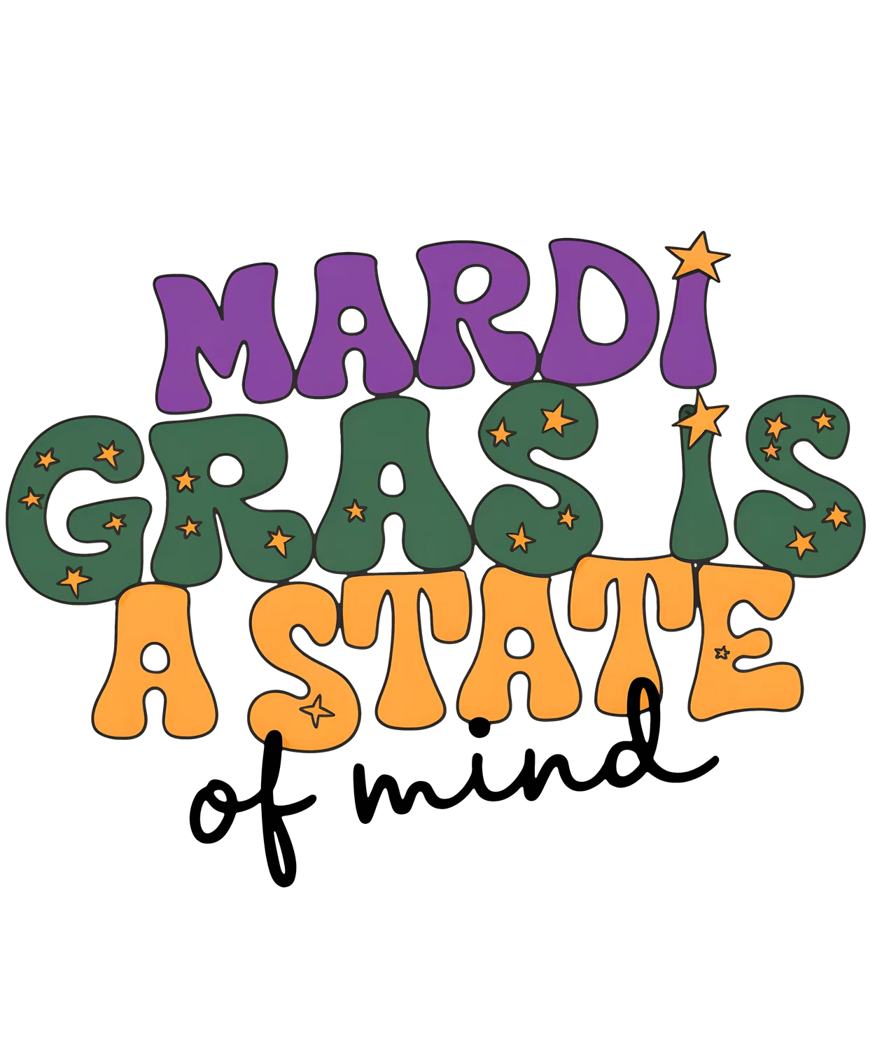 Mardi Gras State - DTF Ready to Press - Heat Press Transfer