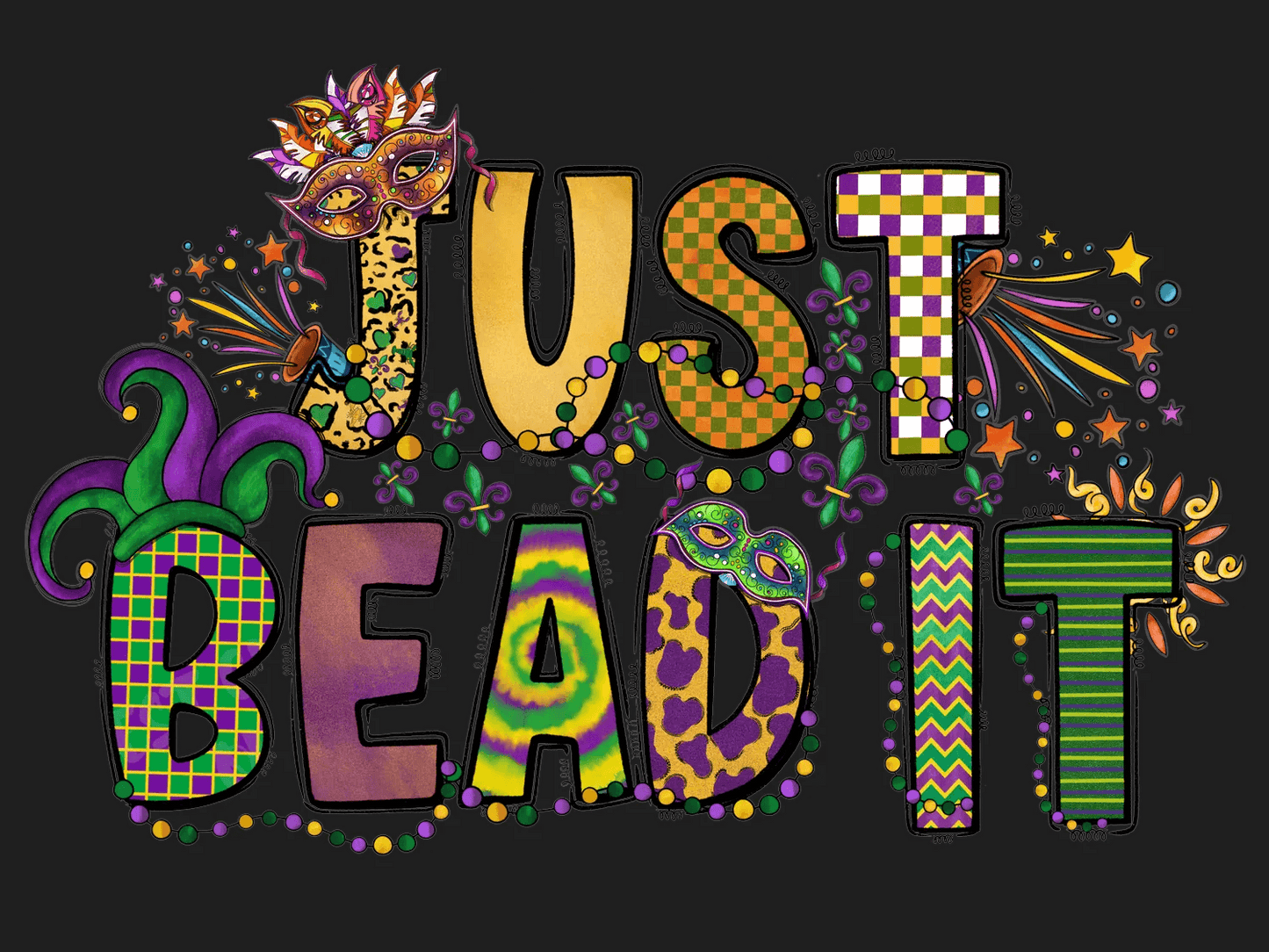 Mardi Gras Theme - DTF Ready to Press - Heat Press Transfer