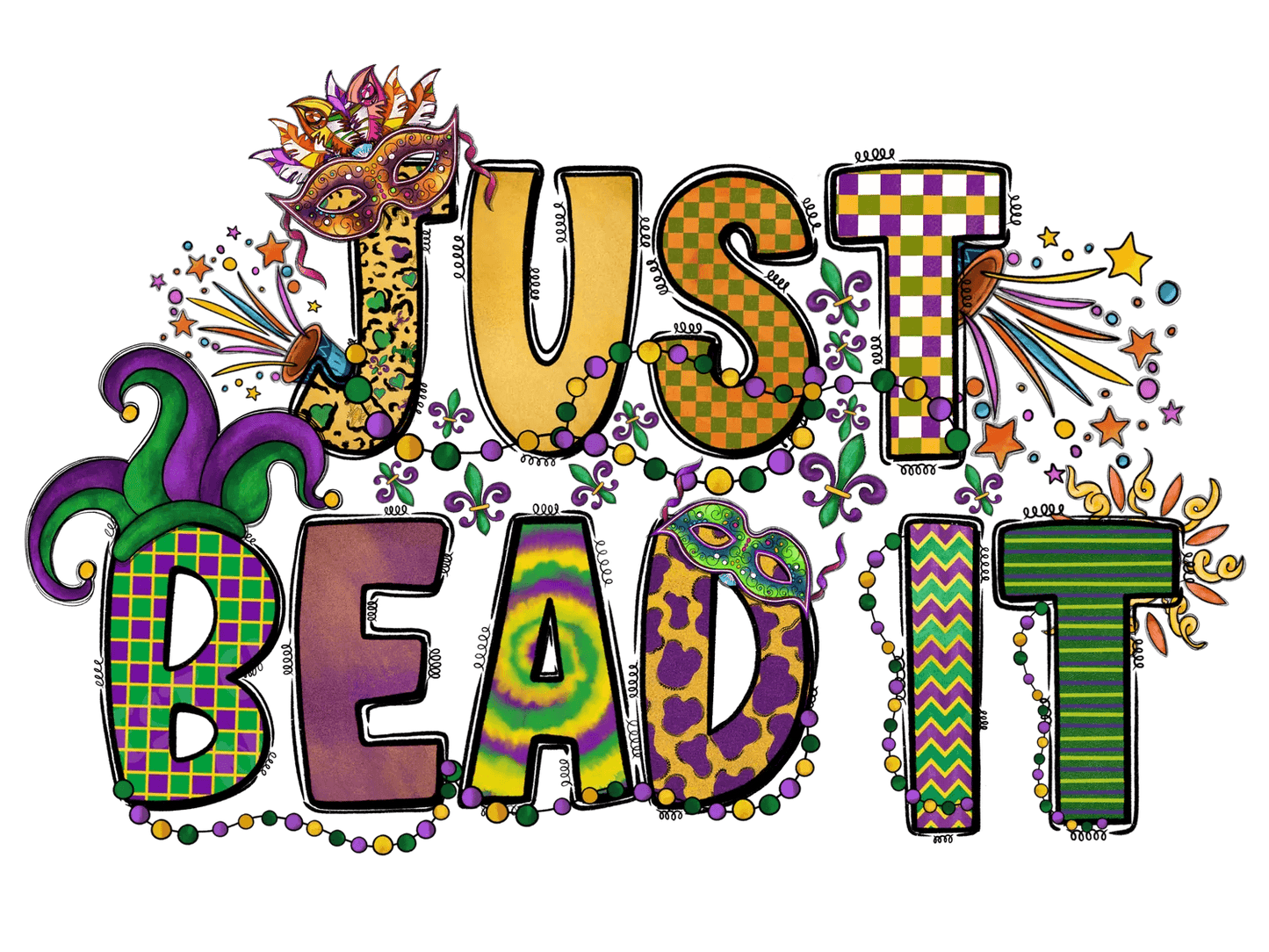 Mardi Gras Theme - DTF Ready to Press - Heat Press Transfer