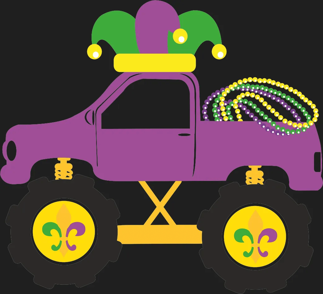 Mardi Gras Truck - DTF Ready to Press - Heat Press Transfer
