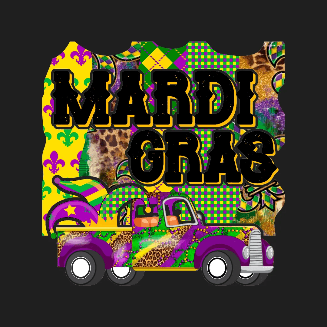 Mardi Gras Truck - DTF Ready to Press - Heat Press Transfer