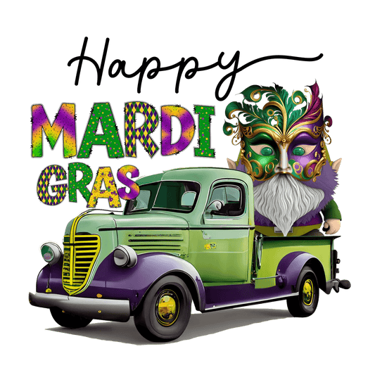 Mardi Gras Truck - DTF Ready to Press - Heat Press Transfer