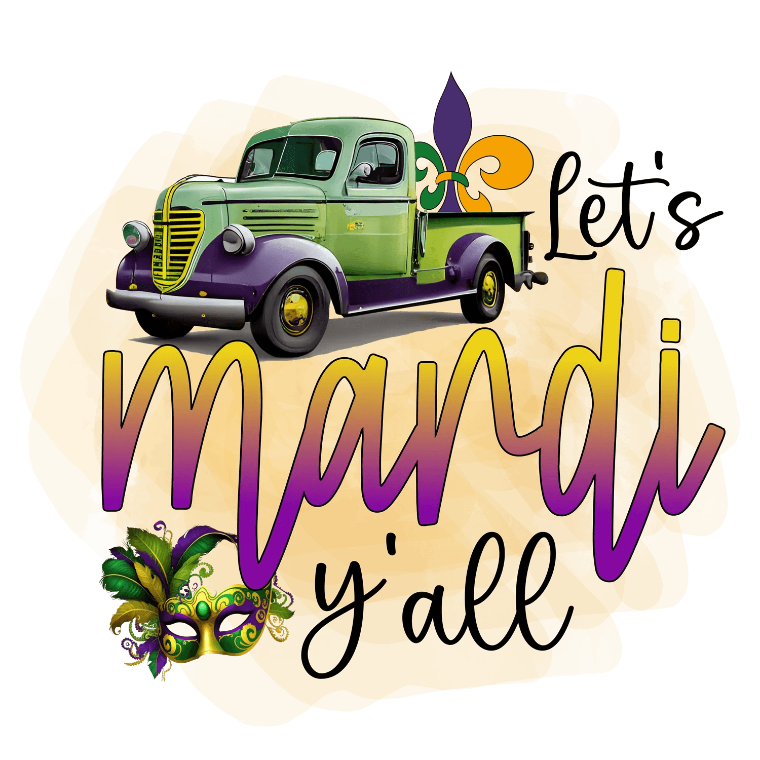 Mardi Gras Truck - DTF Ready to Press - Heat Press Transfer