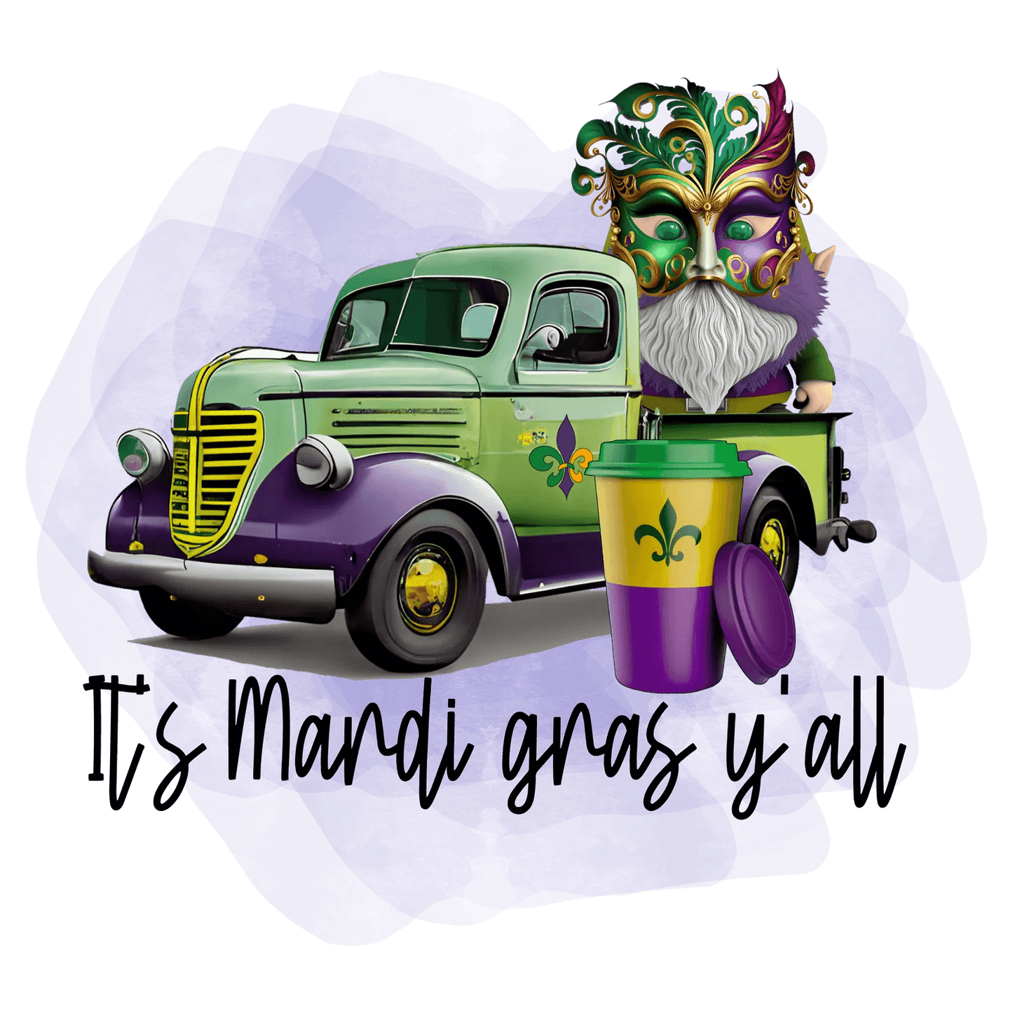 Mardi Gras Truck - DTF Ready to Press - Heat Press Transfer