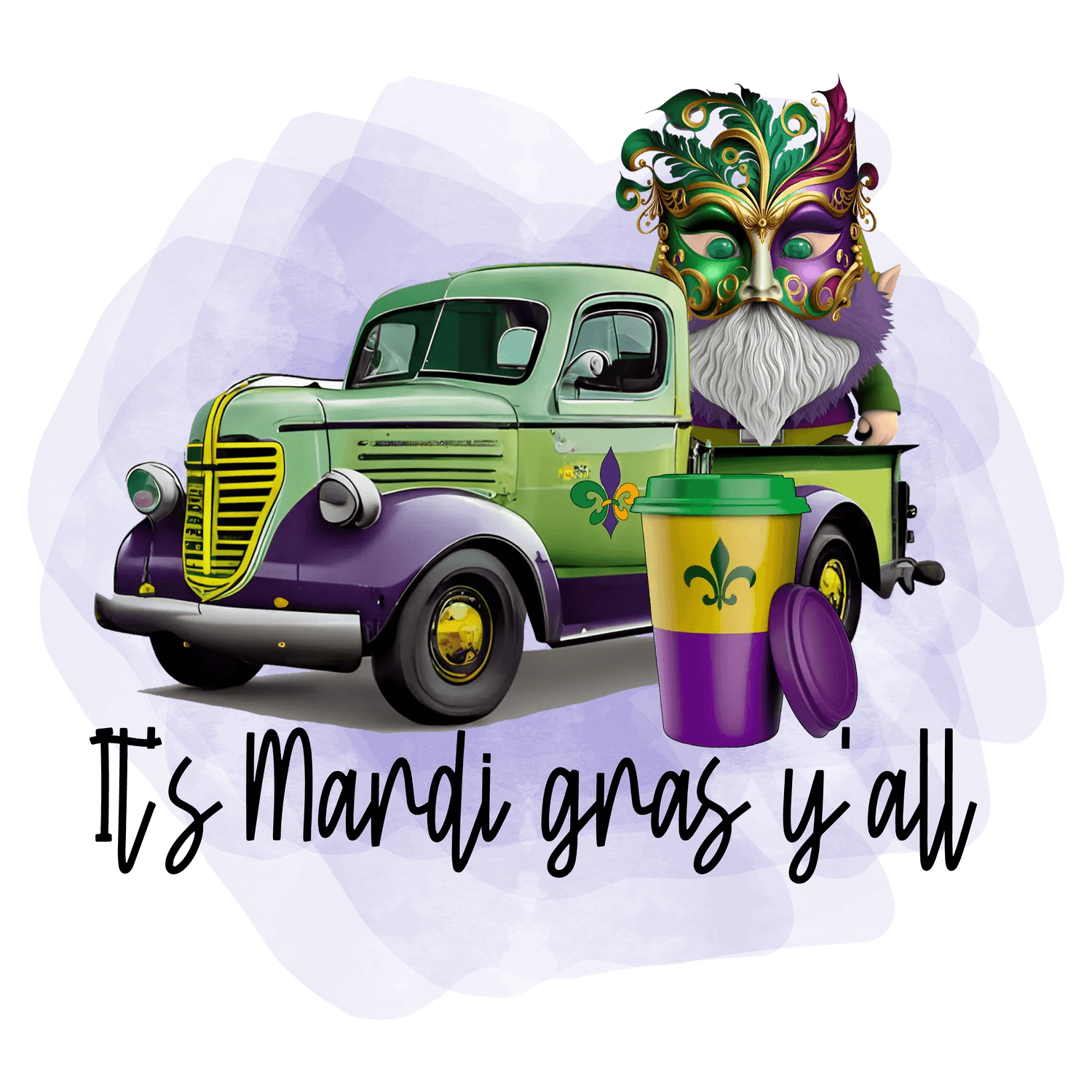 Mardi Gras Truck - DTF Ready to Press - Heat Press Transfer