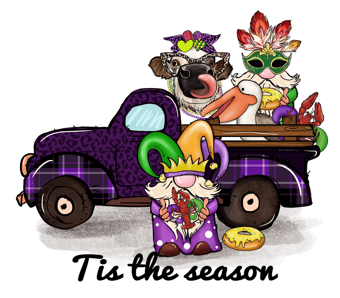 Mardi Gras Truck - DTF Ready to Press - Heat Press Transfer