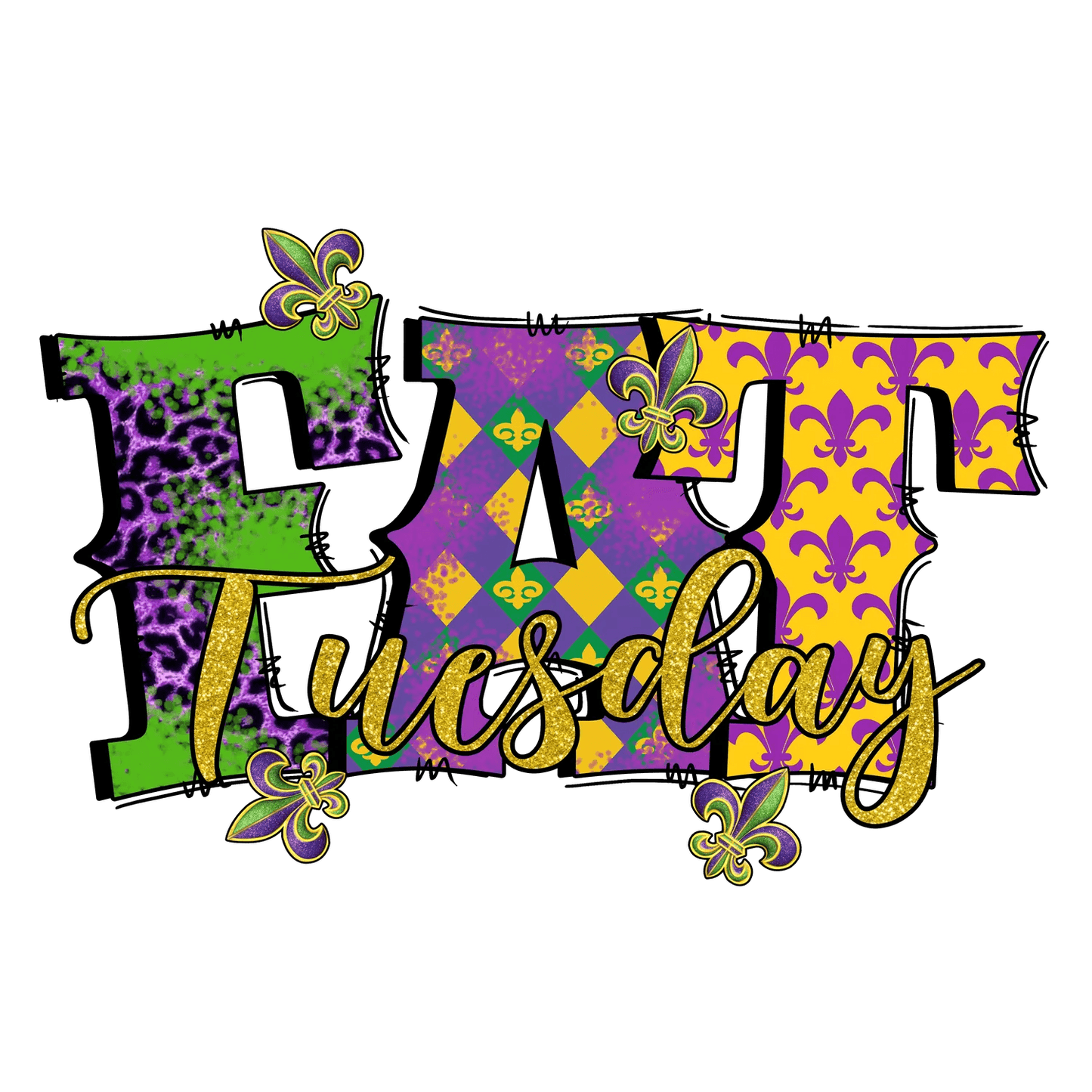 Mardi Gras Tuesday - DTF Ready to Press - Heat Press Transfer