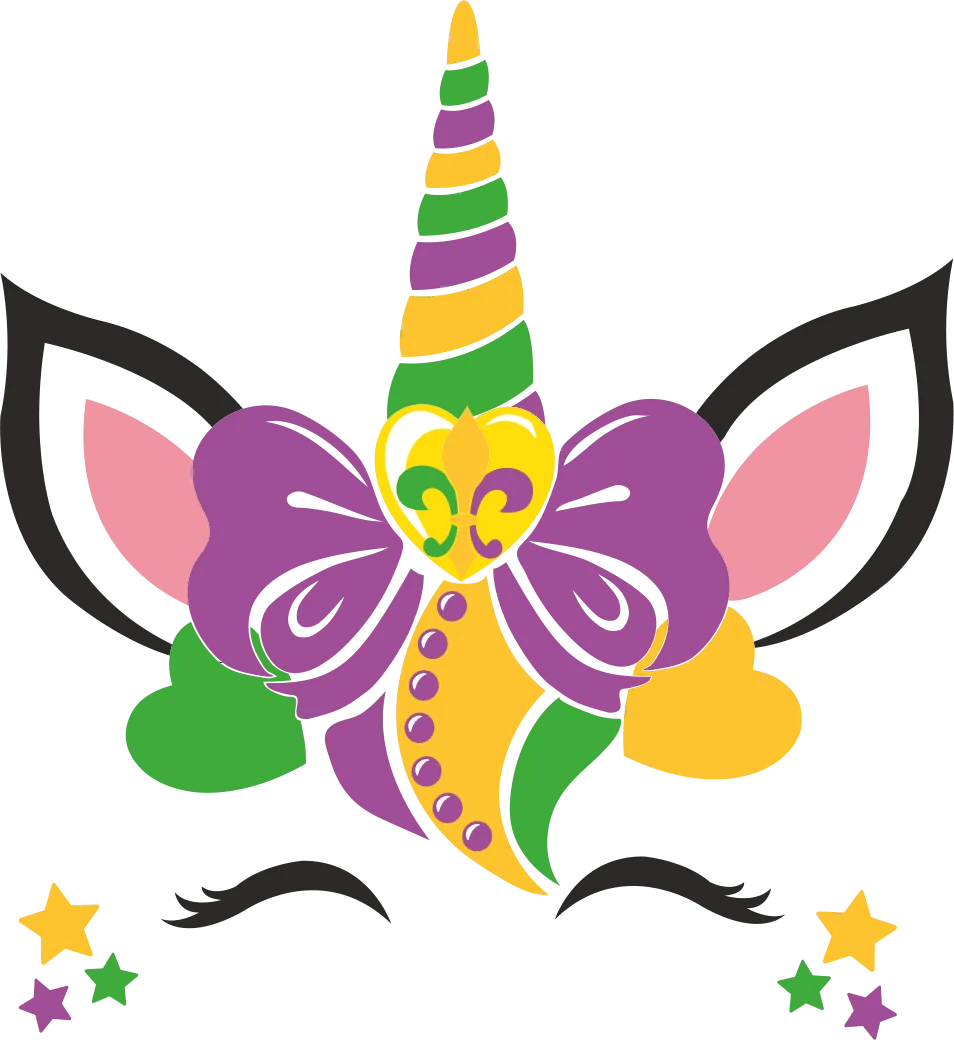 Mardi Gras Unicorn - DTF Ready to Press - Heat Press Transfer