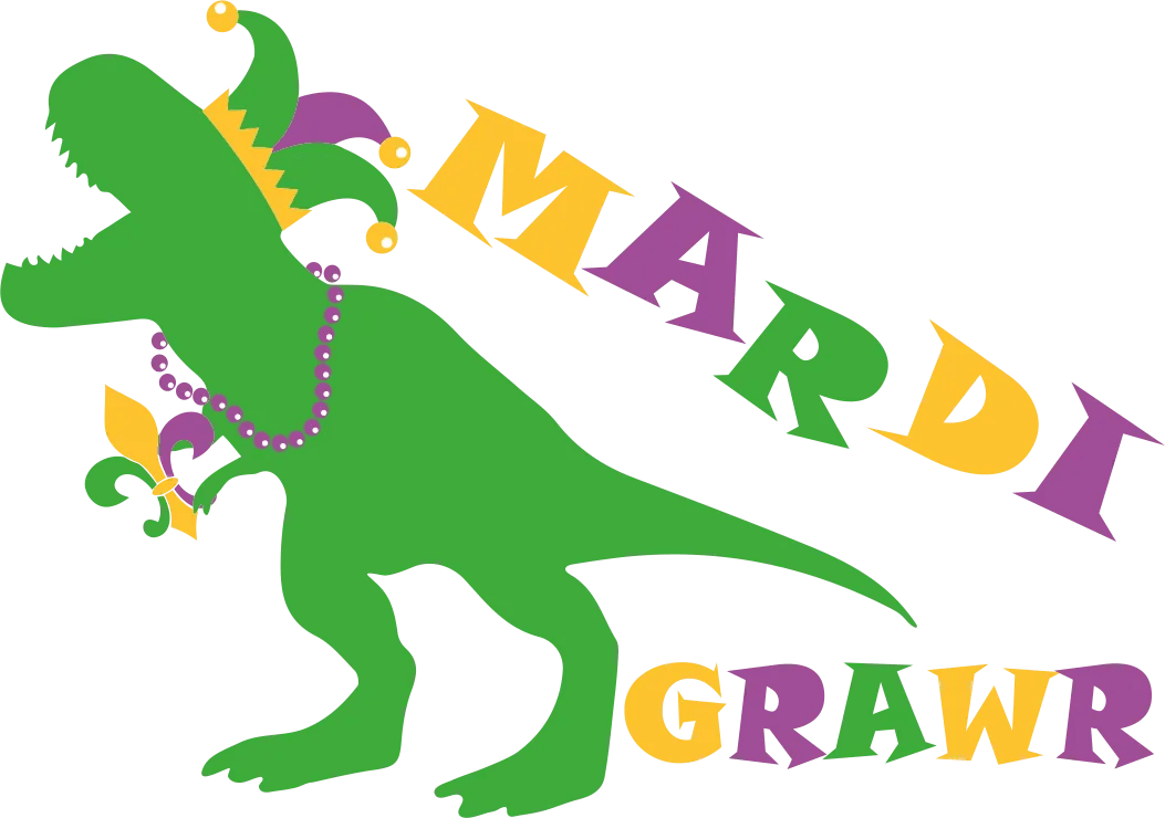 Mardi Grawr Dinosaur - DTF Ready to Press - Heat Press Transfer