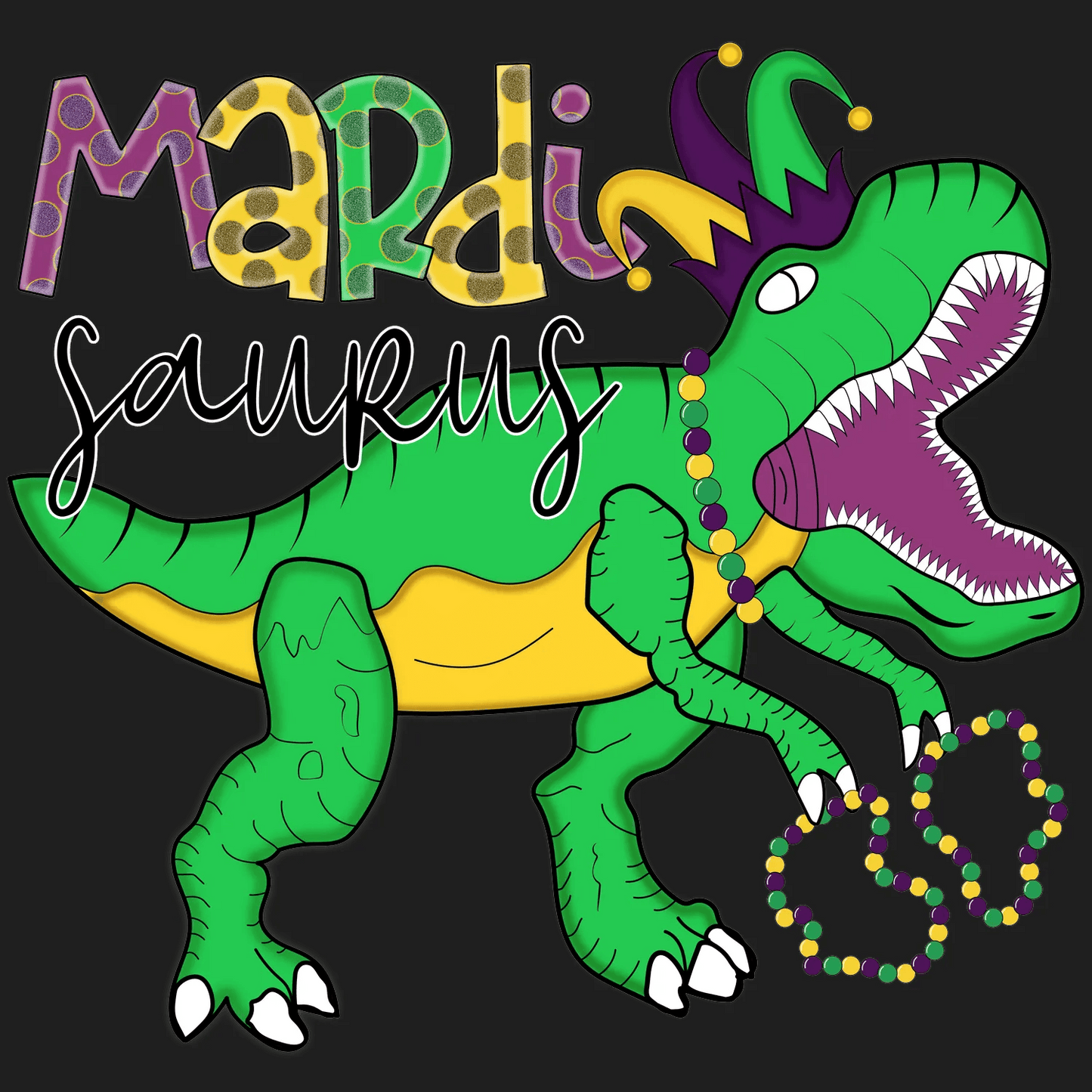 Mardi Saurus - DTF Ready to Press - Heat Press Transfer