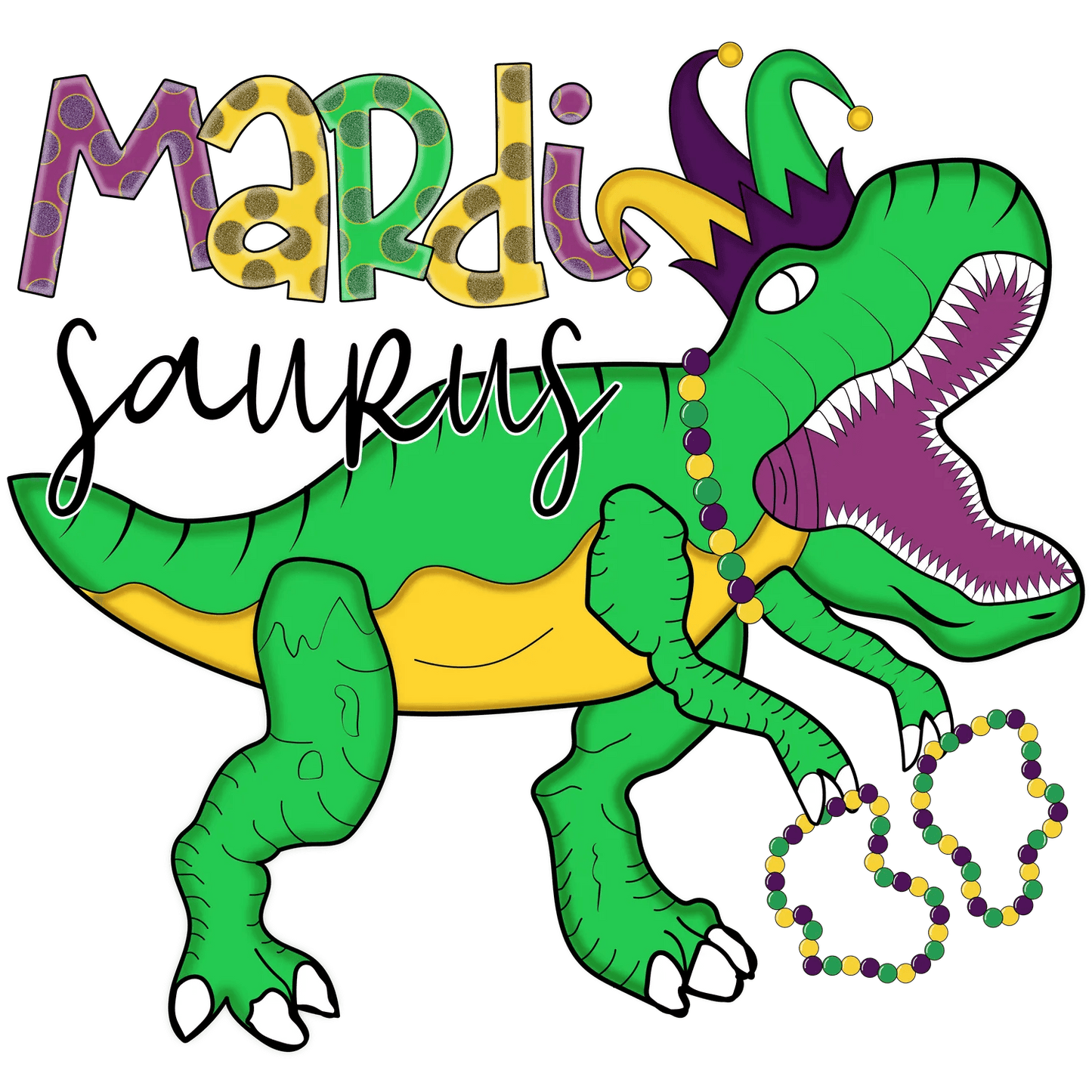 Mardi Saurus - DTF Ready to Press - Heat Press Transfer