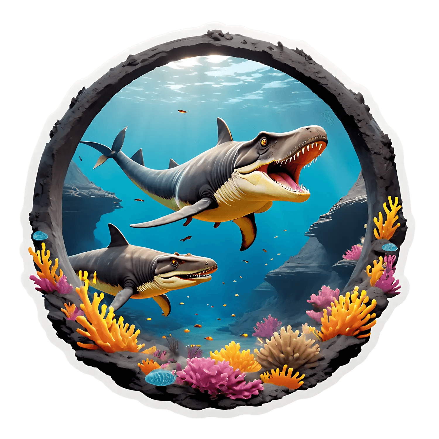 Marine Predators - Dinosaur Sticker - Heat Press Transfer