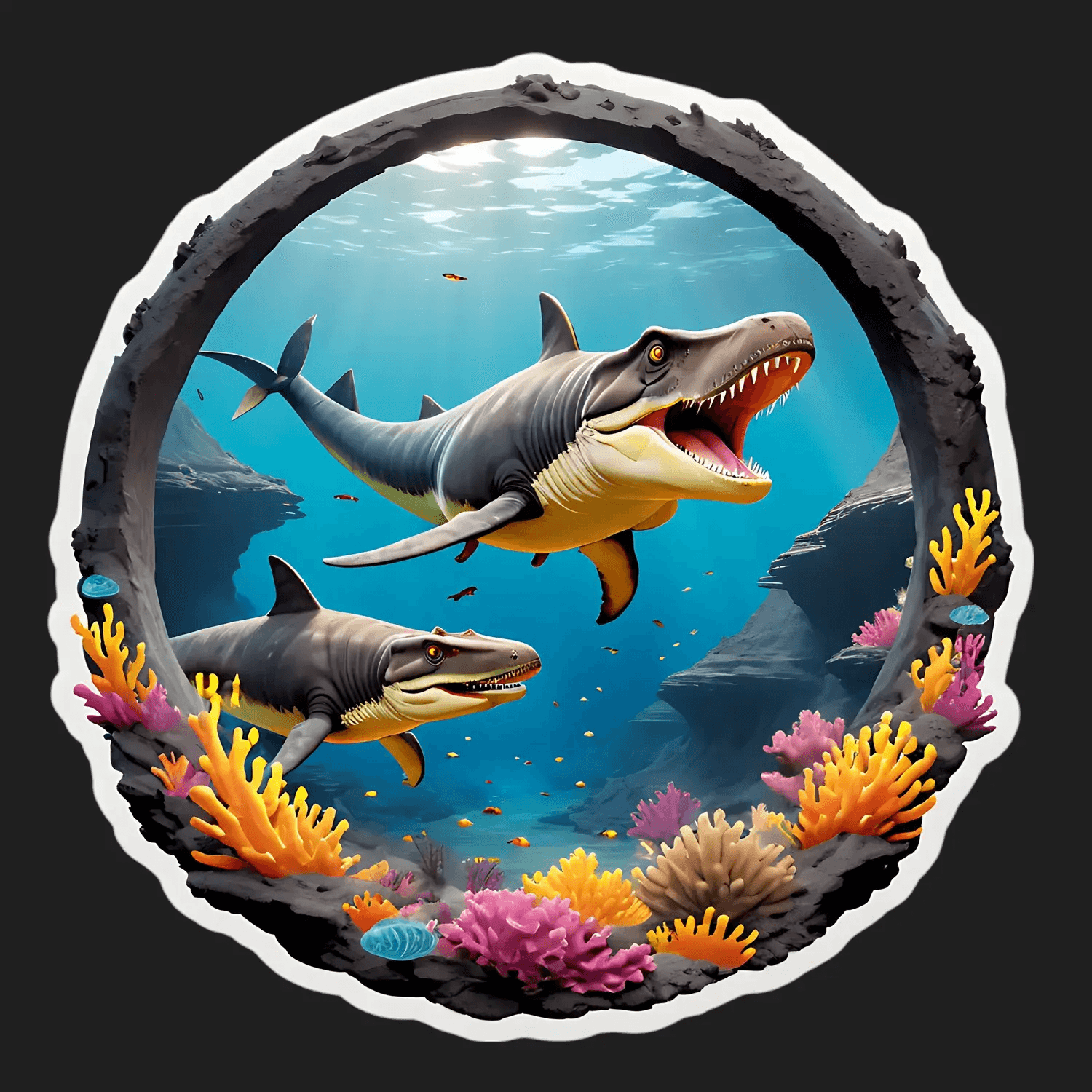 Marine Predators - Dinosaur Sticker - Heat Press Transfer