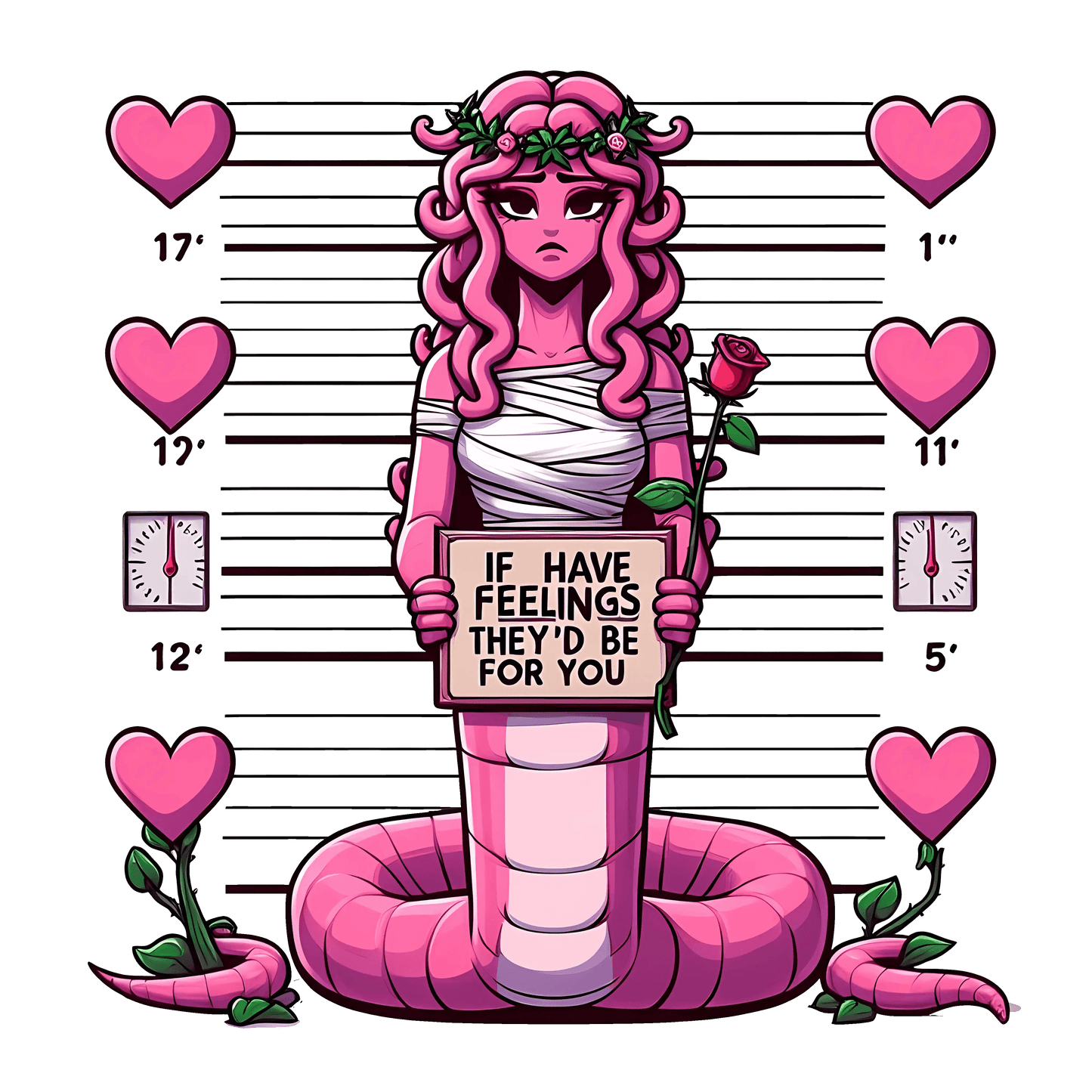 Medusa If I Feelings They'd For You Valentine's Day Design - DTF Ready To Press - Heat Press Transfer