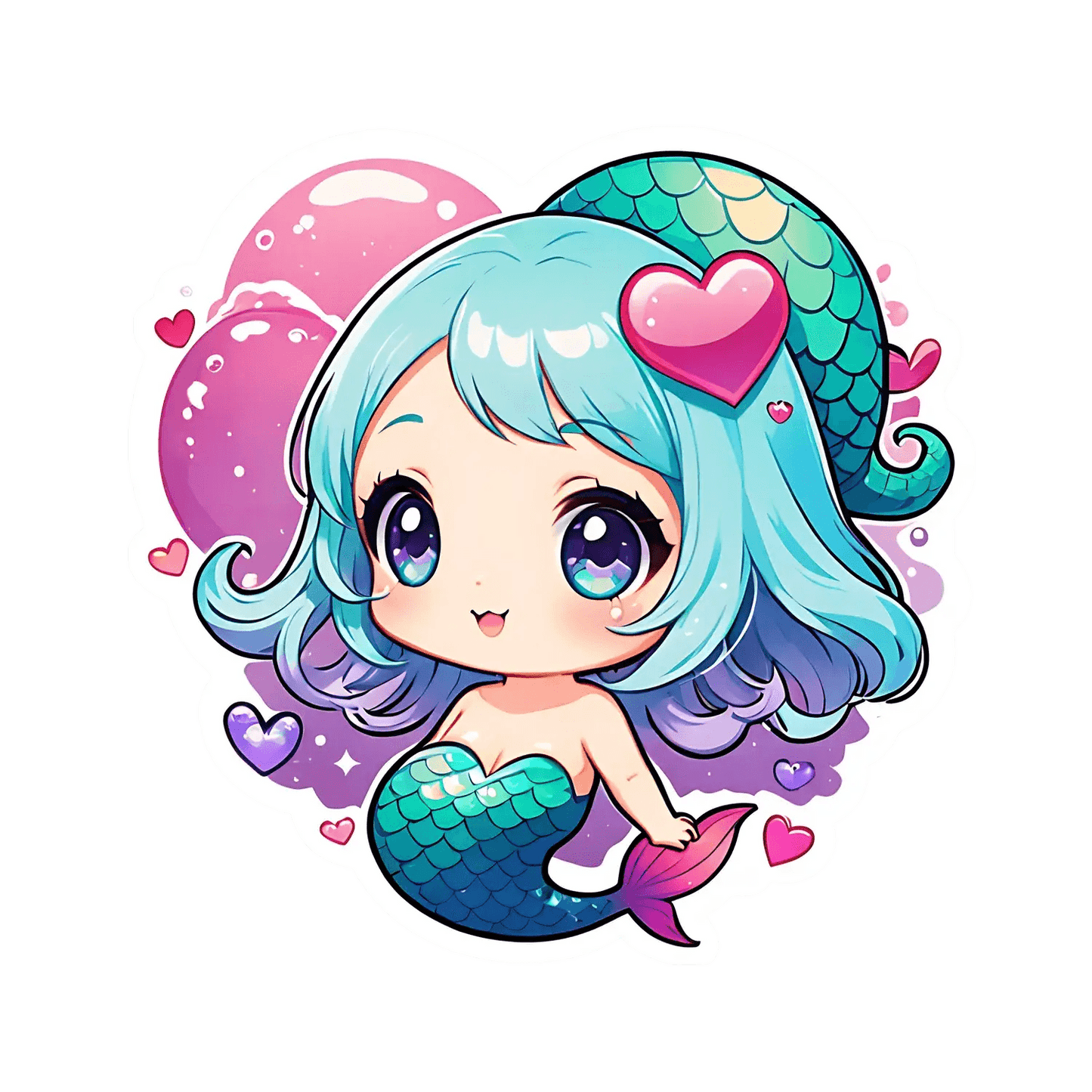 Mermaid Heart - UV DTF Sticker - Heat Press Transfer