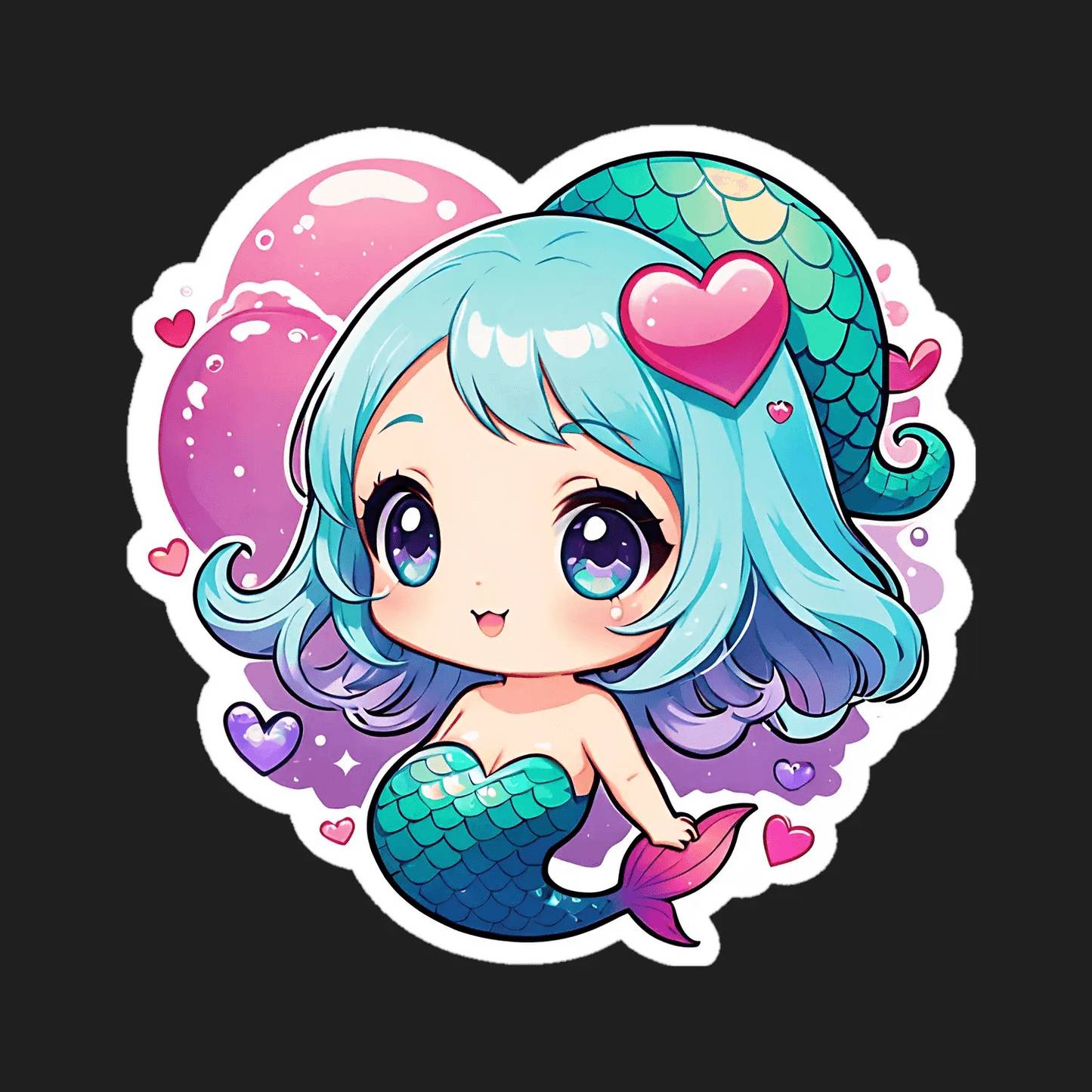 Mermaid Heart - UV DTF Sticker - Heat Press Transfer