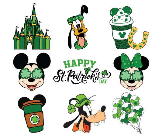Mickey Mouse Disneyland Happy St Patrick's Day Design - DTF Ready To Press - Heat Press Transfer