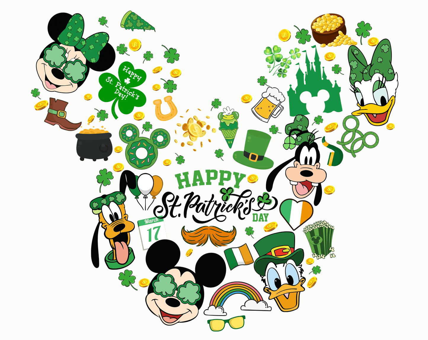 Mickey Mouse Happy St Patrick's Day Design - DTF Ready To Press - Heat Press Transfer