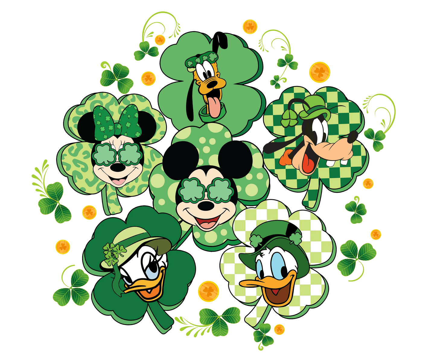 Mickey Mouse Lucky Clover St Patrick's Design - DTF Ready To Press - Heat Press Transfer