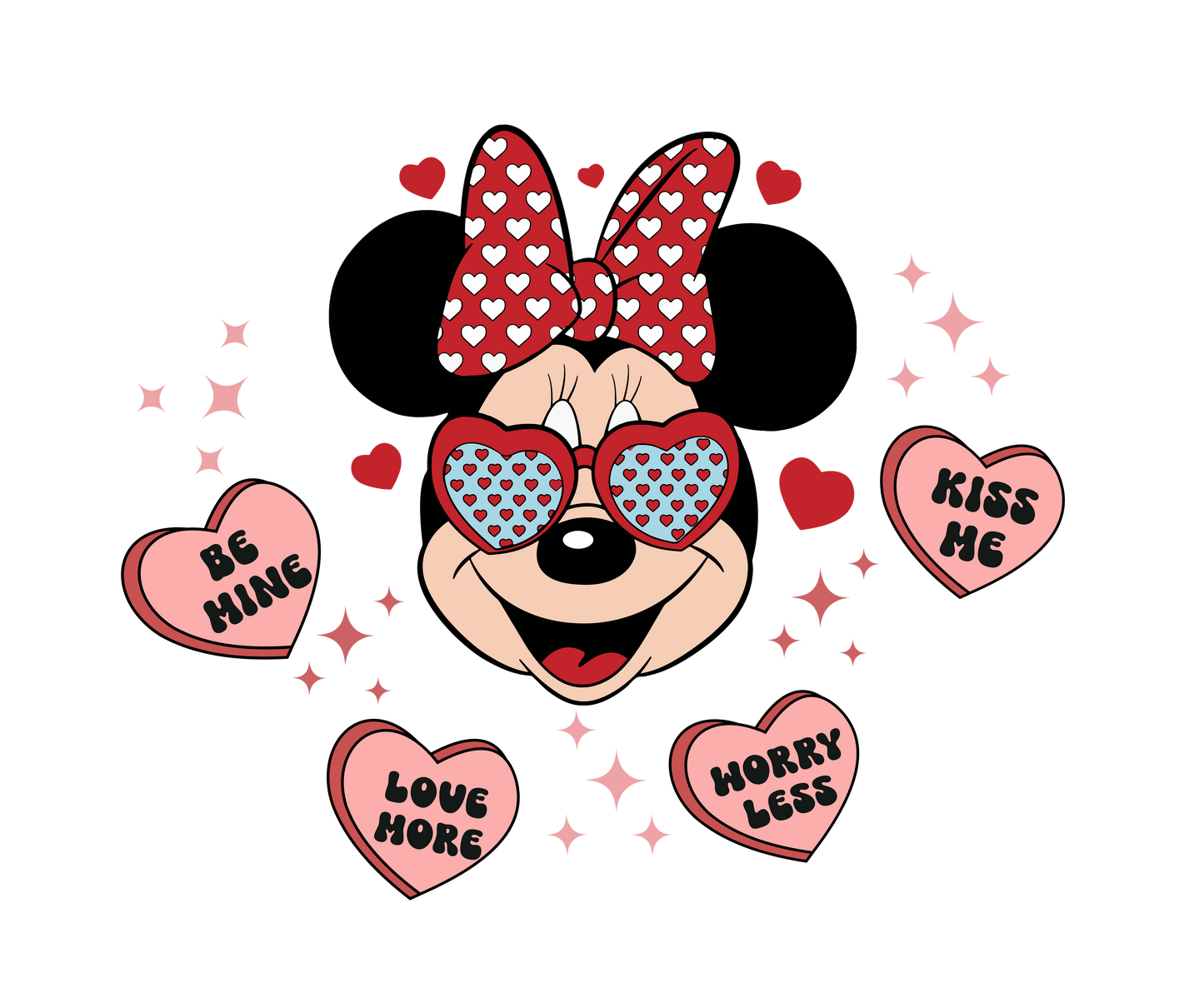 Minnie Mouse Love More Valentine Design - DTF Ready To Press - Heat Press Transfer