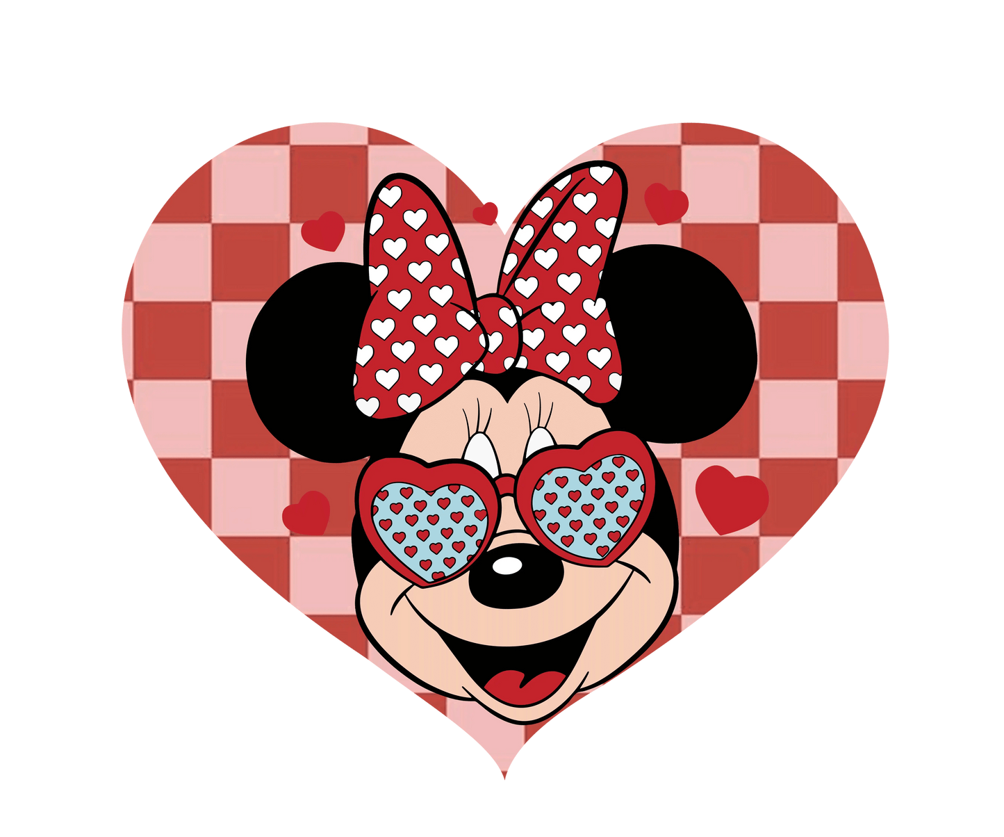 Minnie Mouse Valentine's Day Heart Design - DTF Ready To Press - Heat Press Transfer