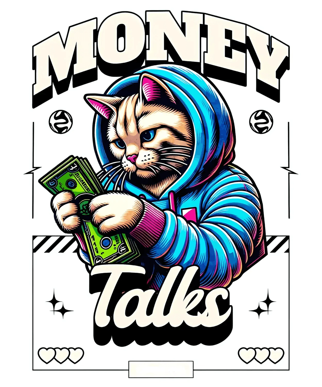 Money Talks Cat - DTF Ready to Press (original)