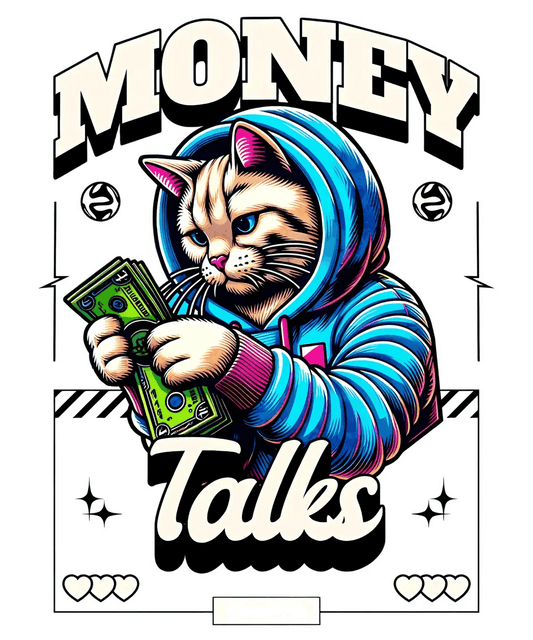 Money Talks Cat - DTF Ready to Press - Heat Press Transfer