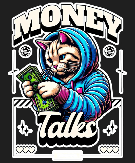Money Talks Cat - DTF Ready to Press - Heat Press Transfer