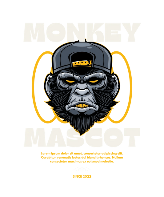Monkey Mascot Apparel - DTF Ready to Press - Heat Press Transfer